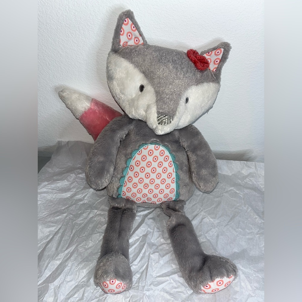 Levtex Baby Crochet Knit Shabby Chic Floral Fiona Fox Plush Pink Stuffed Animal